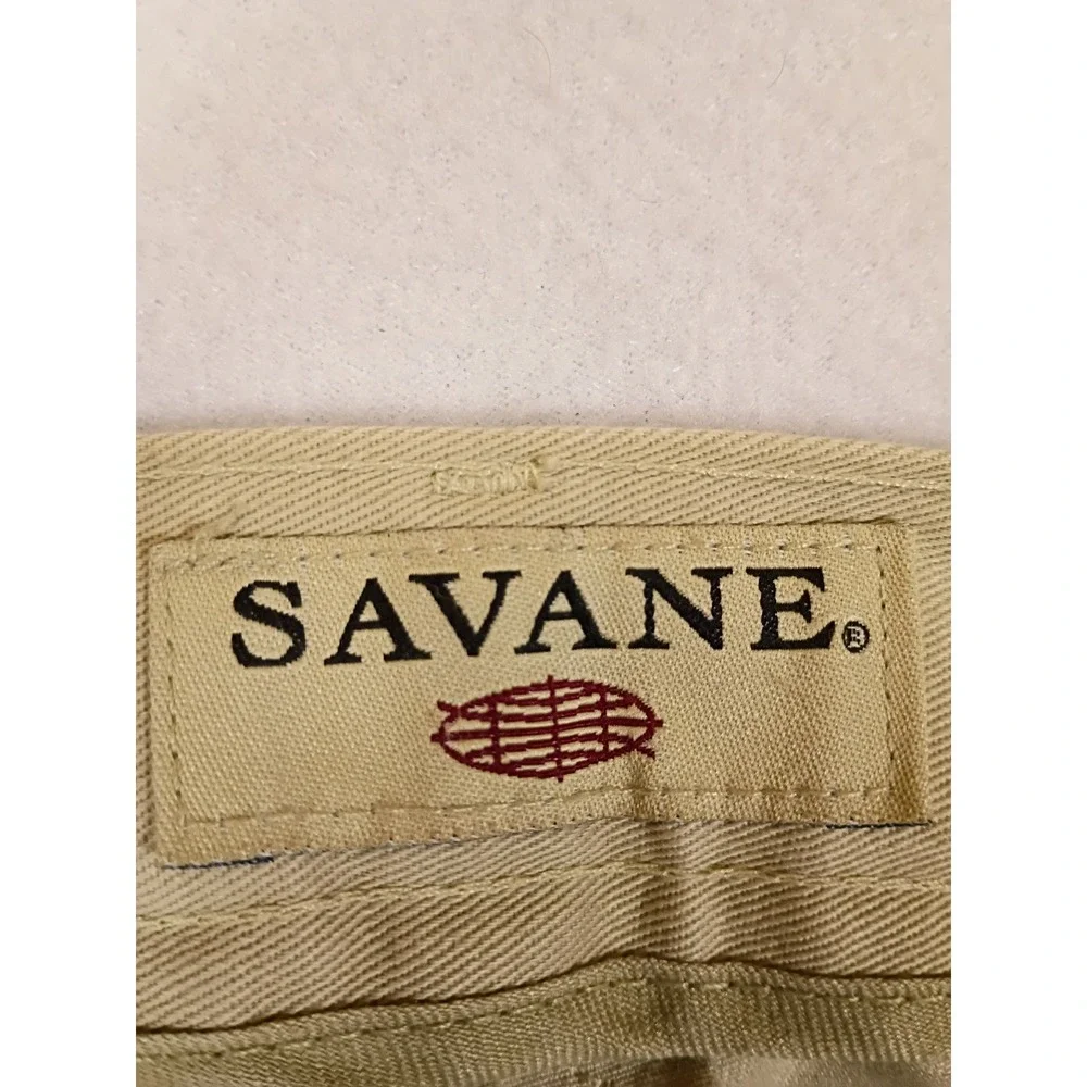 Dark Academia Savane Mens 36x29 Khaki Pleated Cotton Chino Trousers 44620290